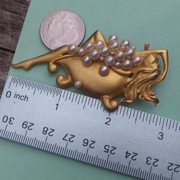 JJ Jonette Bathing Beauty Bubble Bath  Brooch Faux Pearls Bubbles Vintage - Picture 10 of 12